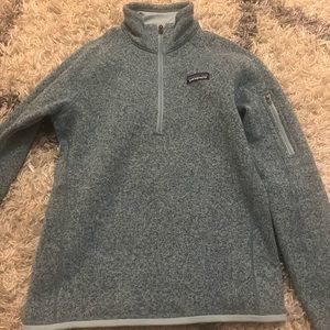 blue patagonia quarter zip up